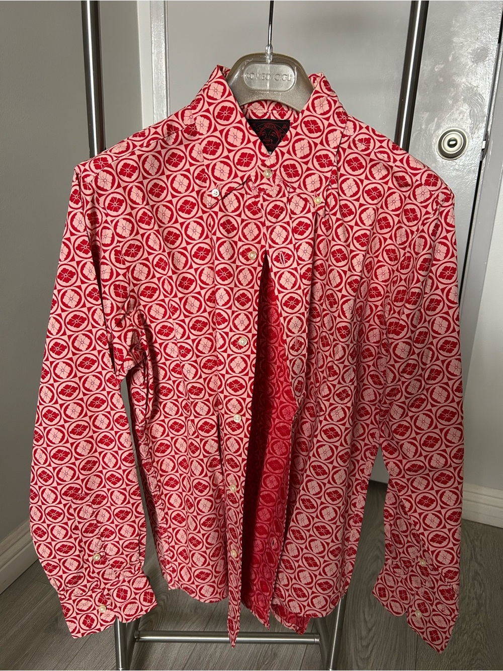 Rare Evisu Japanese Traditional Geometric Print Dress Shirt